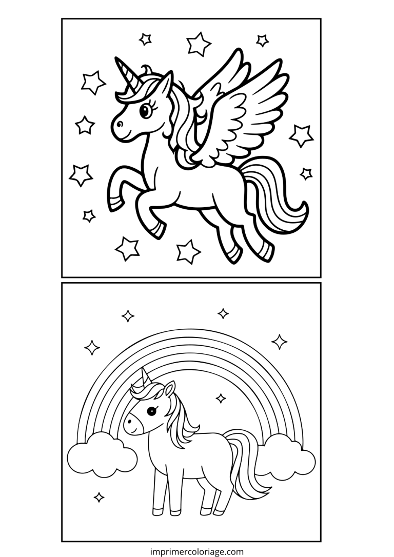 2 coloriages à découper de licorne à imprimer 2 coloriages à découper de licorne - dessin gratuit à imprimer