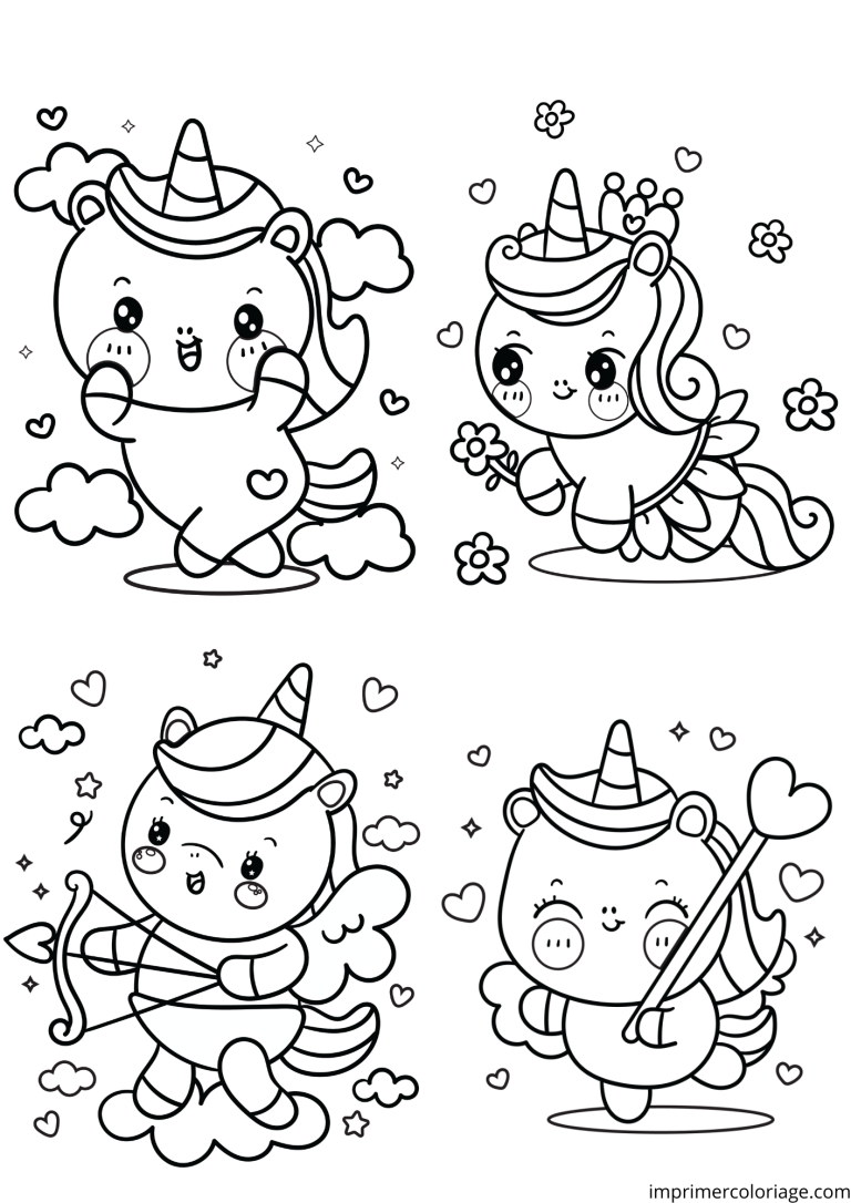 4 Coloriages de licornes gratuits à imprimer à imprimer 4 Coloriages de licornes gratuits à imprimer - dessin gratuit à imprimer