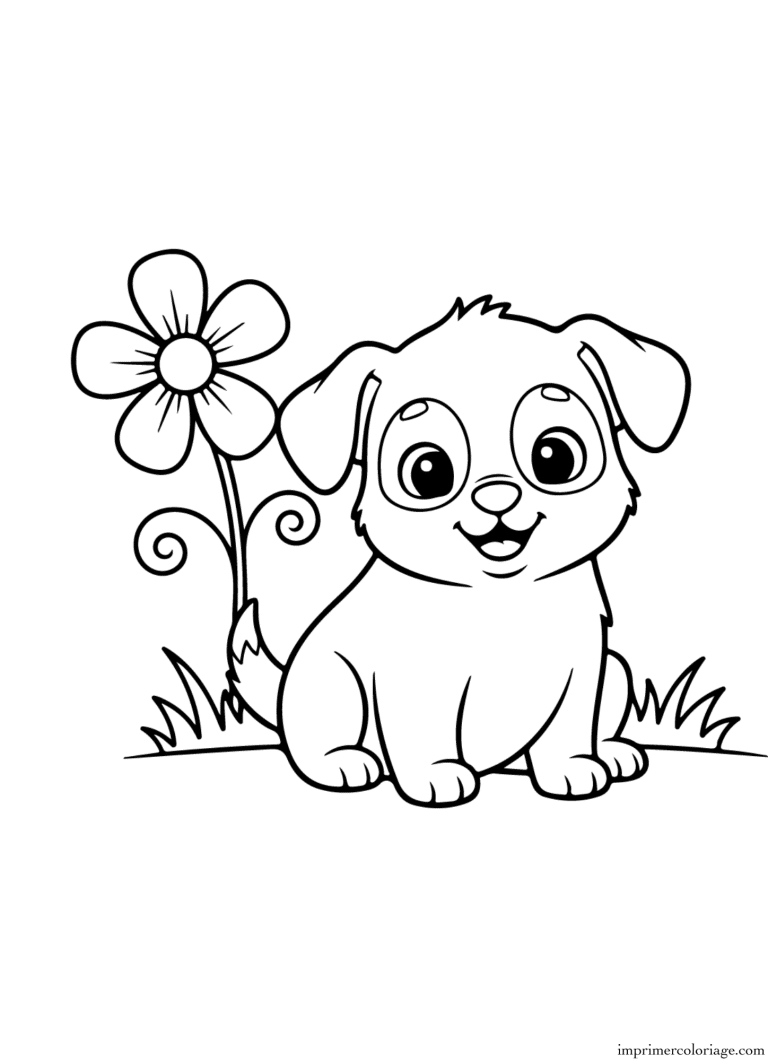 Coloriage chien cute kawaii - dessin gratuit &agrave; imprimer