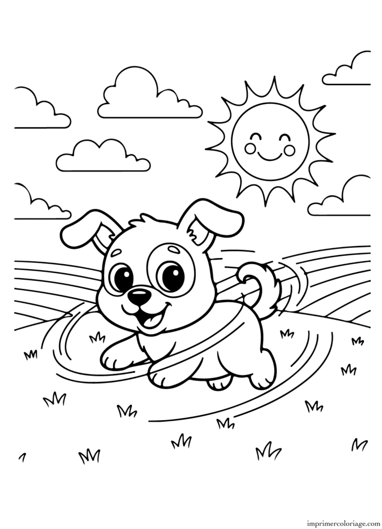 Coloriage chien qui joue - dessin gratuit &agrave; imprimer