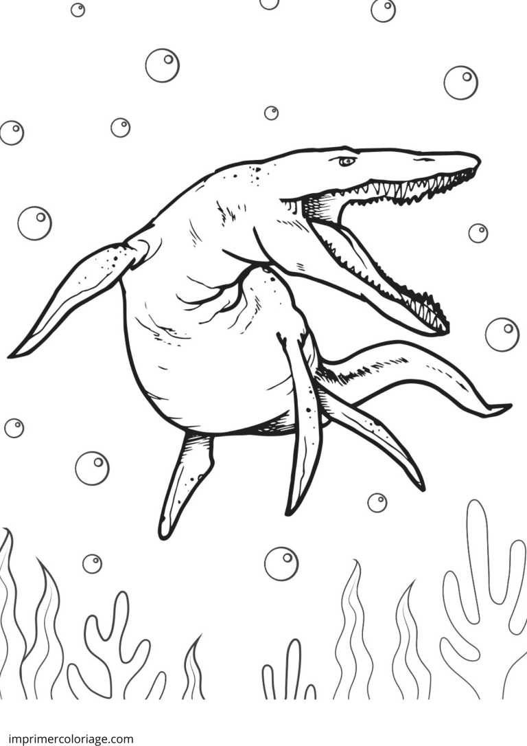 Coloriage dino mer - dessin gratuit &agrave; imprimer