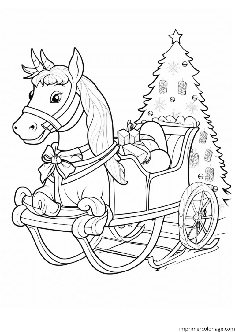 Coloriage licorne de noel à imprimer Coloriage licorne de noel - dessin gratuit à imprimer