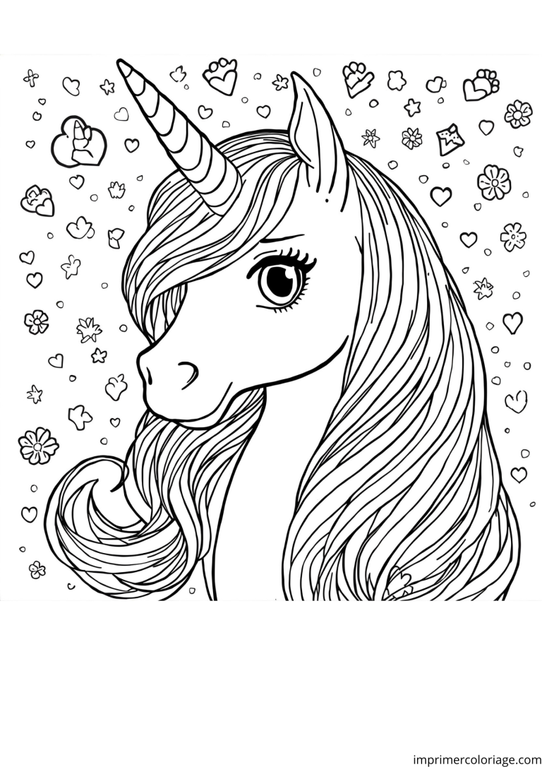 Coloriage licorne princessse kawaii à imprimer Coloriage licorne princessse kawaii - dessin gratuit à imprimer