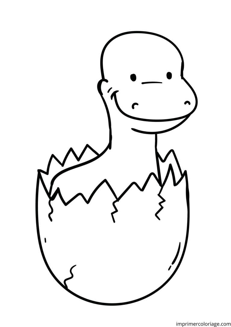 Coloriage oeuf de dinosaure mignon - dessin gratuit &agrave; imprimer