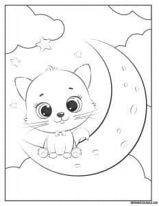 Coloriage de chat kawaii