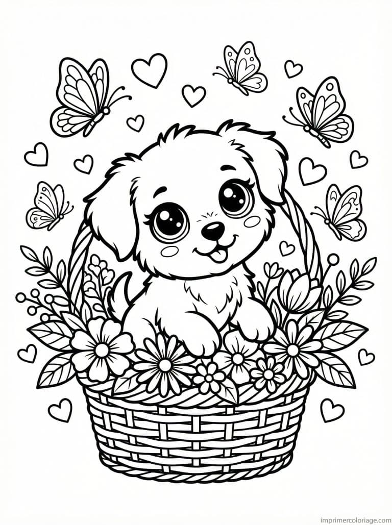 coloriage chien de panier - dessin gratuit &agrave; imprimer