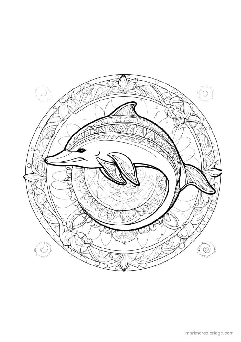 coloriage dauphin mandala 16 - dessin gratuit &agrave; imprimer