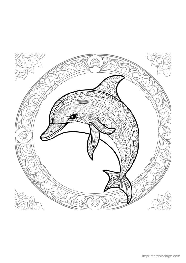 coloriage dauphin mandala 22 - dessin gratuit &agrave; imprimer