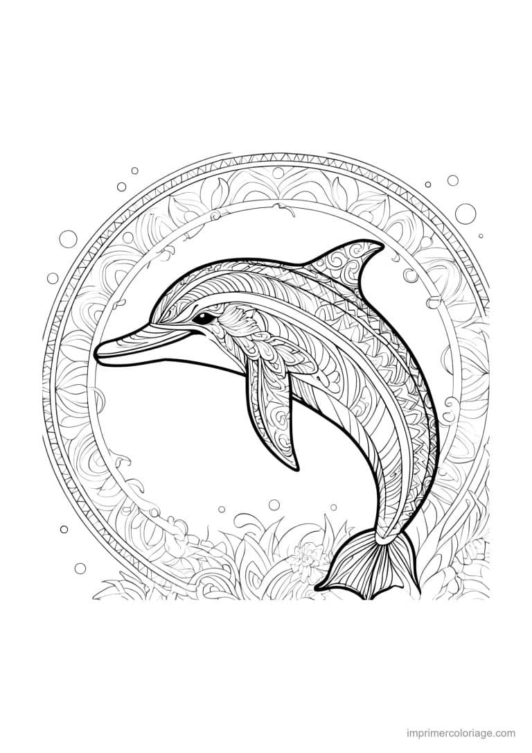 coloriage dauphin mandala 23 - dessin gratuit &agrave; imprimer