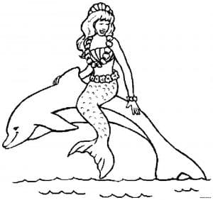 Coloriage de dauphin sirène