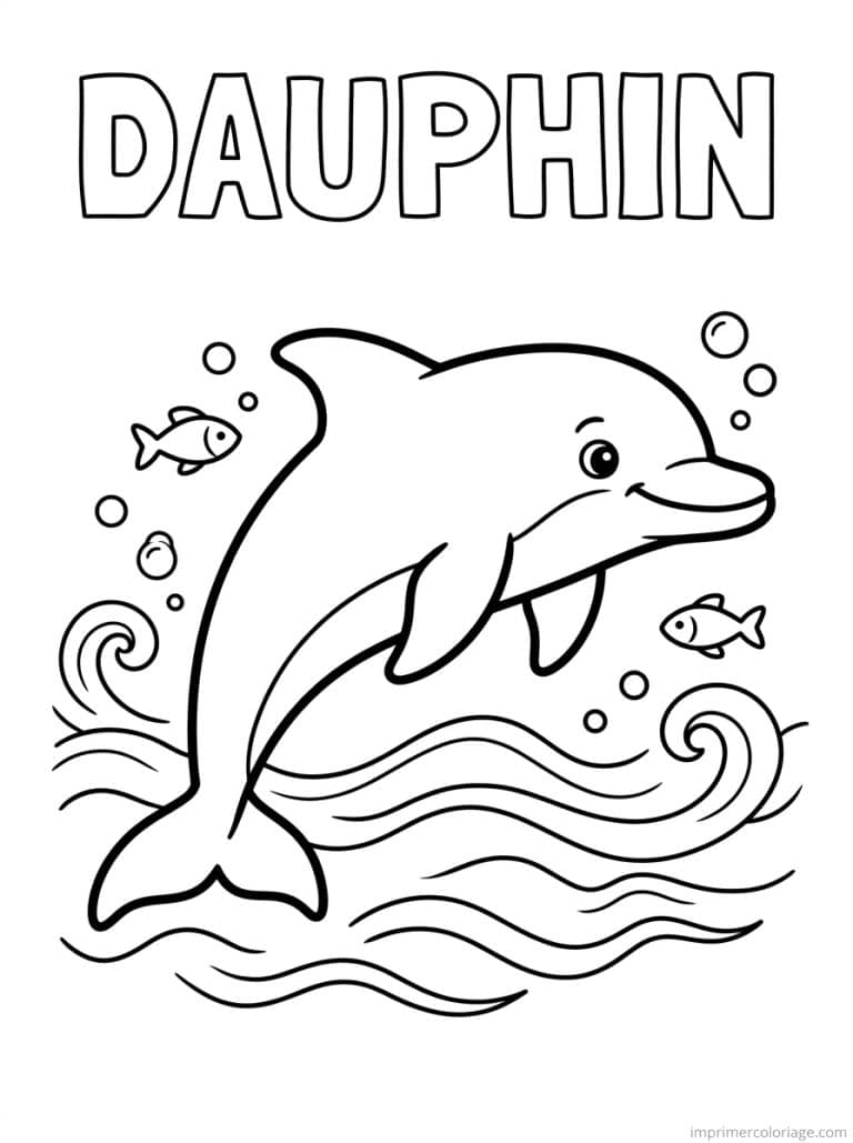 coloriage dauphin titre haut - dessin gratuit &agrave; imprimer