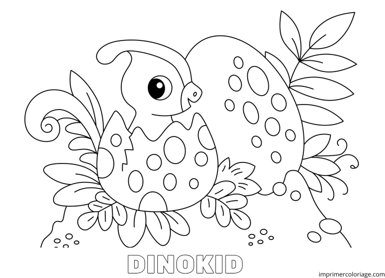 coloriage de dinosaure DINOKID - dessin gratuit &agrave; imprimer
