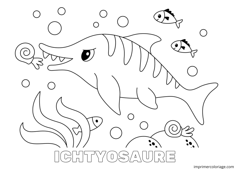 coloriage de dinosaure Ichtyosaure - dessin gratuit &agrave; imprimer