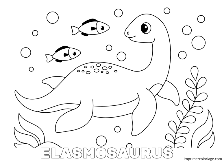 coloriage de dinosaure elasmosaurus - dessin gratuit &agrave; imprimer