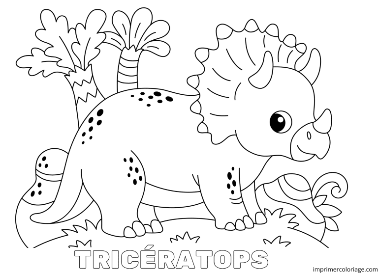 coloriage de dinosaure triceratops - dessin gratuit &agrave; imprimer
