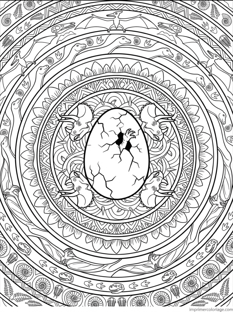 coloriage dinosaure mandala oeuf especes - dessin gratuit &agrave; imprimer