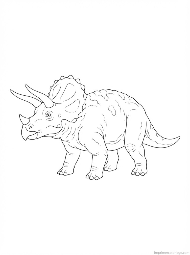 coloriage dinosaure triceratops cornes - dessin gratuit &agrave; imprimer