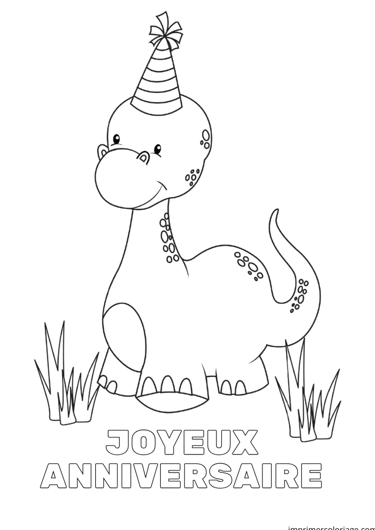 coloriage diplodocus anniversaire - dessin gratuit &agrave; imprimer