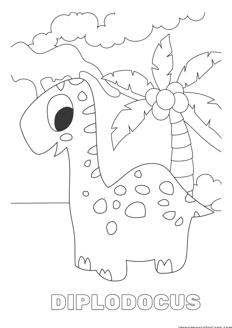 coloriage diplodocus au long cou - dessin gratuit &agrave; imprimer