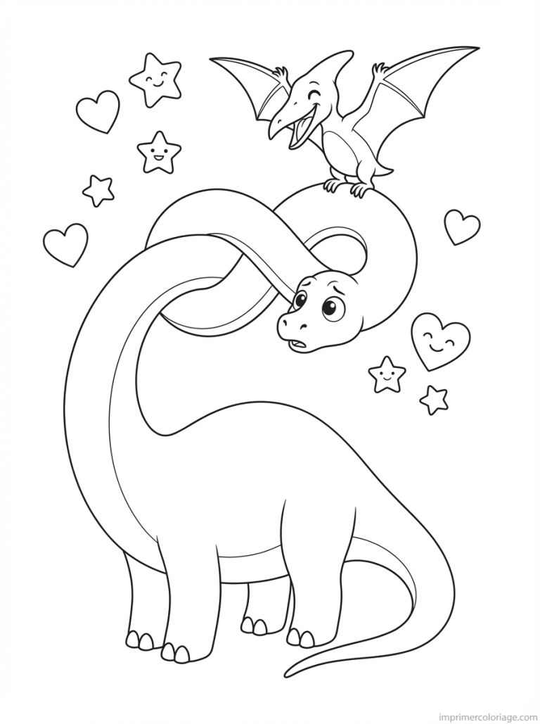 coloriage diplodocus cute cou noeud - dessin gratuit &agrave; imprimer
