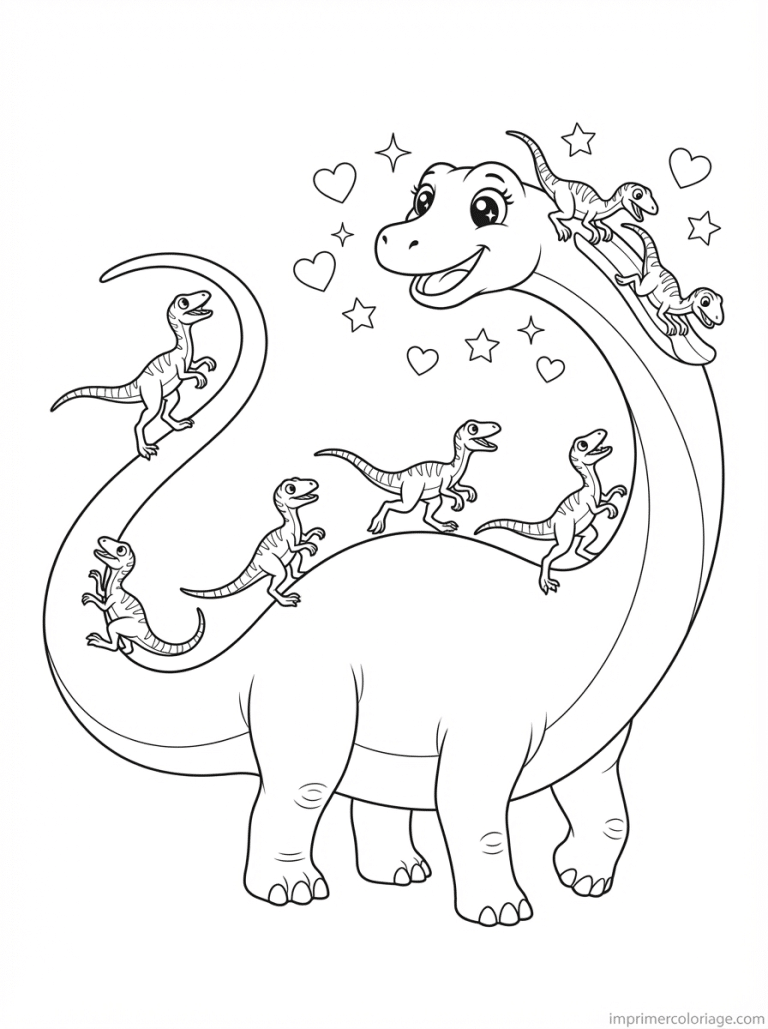 coloriage diplodocus cute toboggan dinos - dessin gratuit &agrave; imprimer