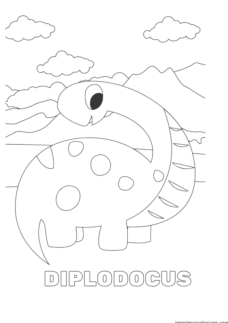 coloriage diplodocus enfant - dessin gratuit &agrave; imprimer