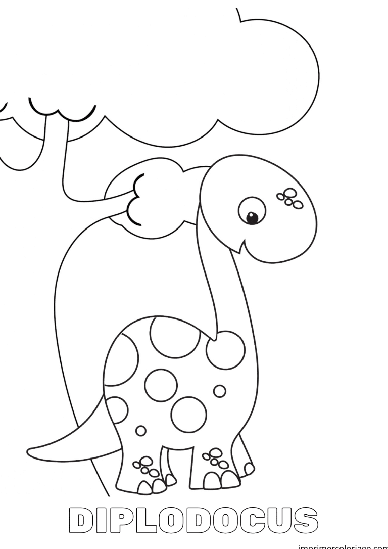 coloriage diplodocus for&ecirc;t - dessin gratuit &agrave; imprimer