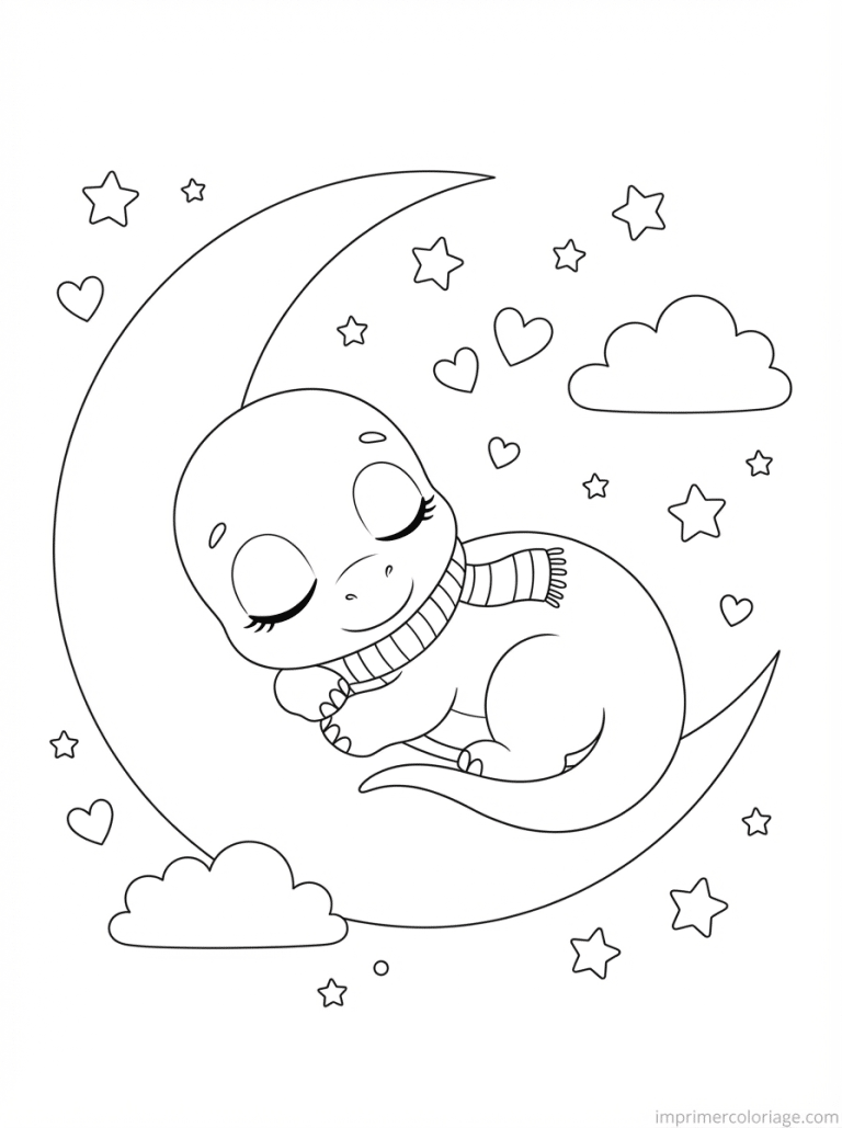 coloriage diplodocus kawaii etoiles - dessin gratuit &agrave; imprimer