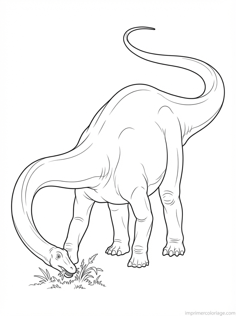 coloriage diplodocus mange vegetation - dessin gratuit &agrave; imprimer