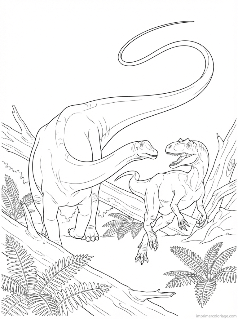 coloriage diplodocus queue allosaurus - dessin gratuit &agrave; imprimer
