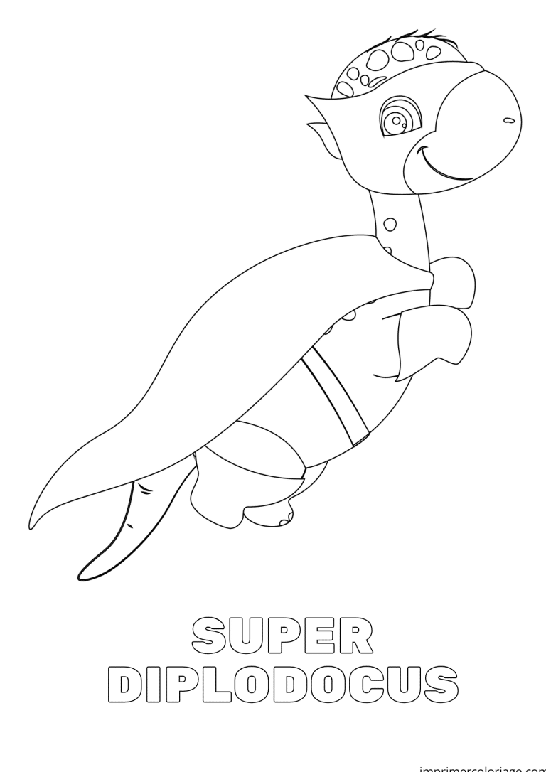 coloriage diplodocus super heros - dessin gratuit &agrave; imprimer