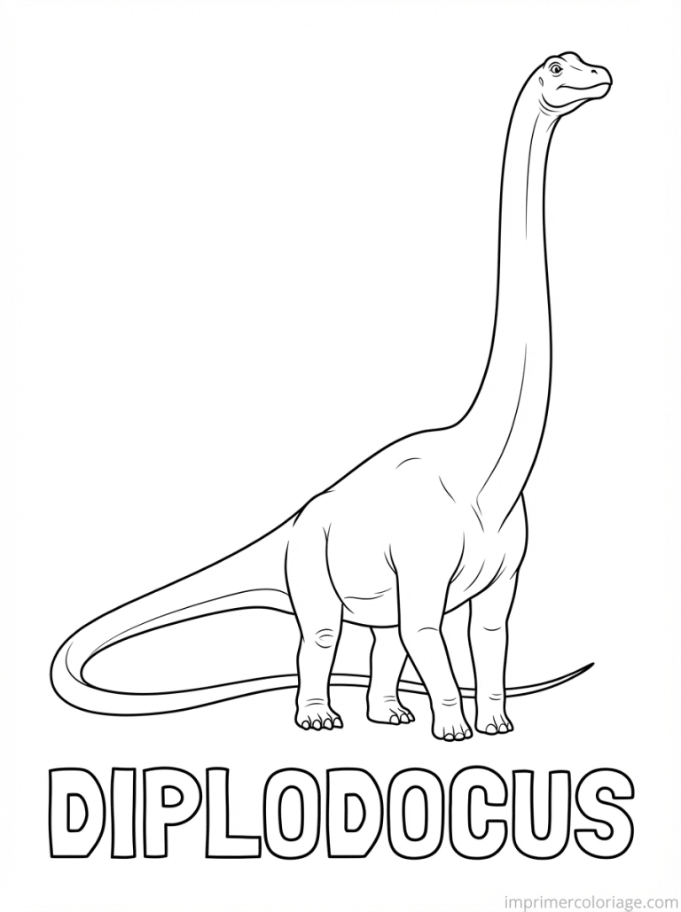 coloriage diplodocus titre cou leve - dessin gratuit &agrave; imprimer