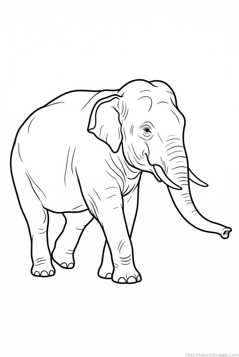 coloriage elephant asie oreilles rondes - dessin gratuit &agrave; imprimer