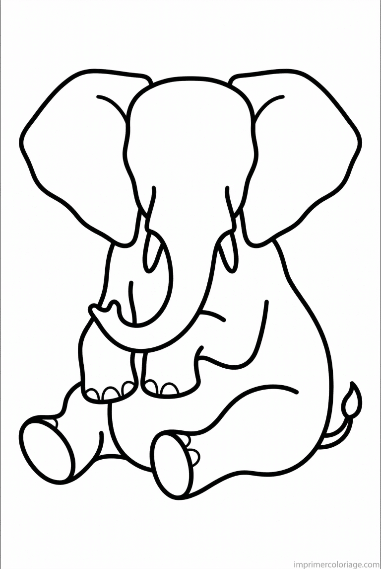 coloriage elephant assis pose - dessin gratuit &agrave; imprimer