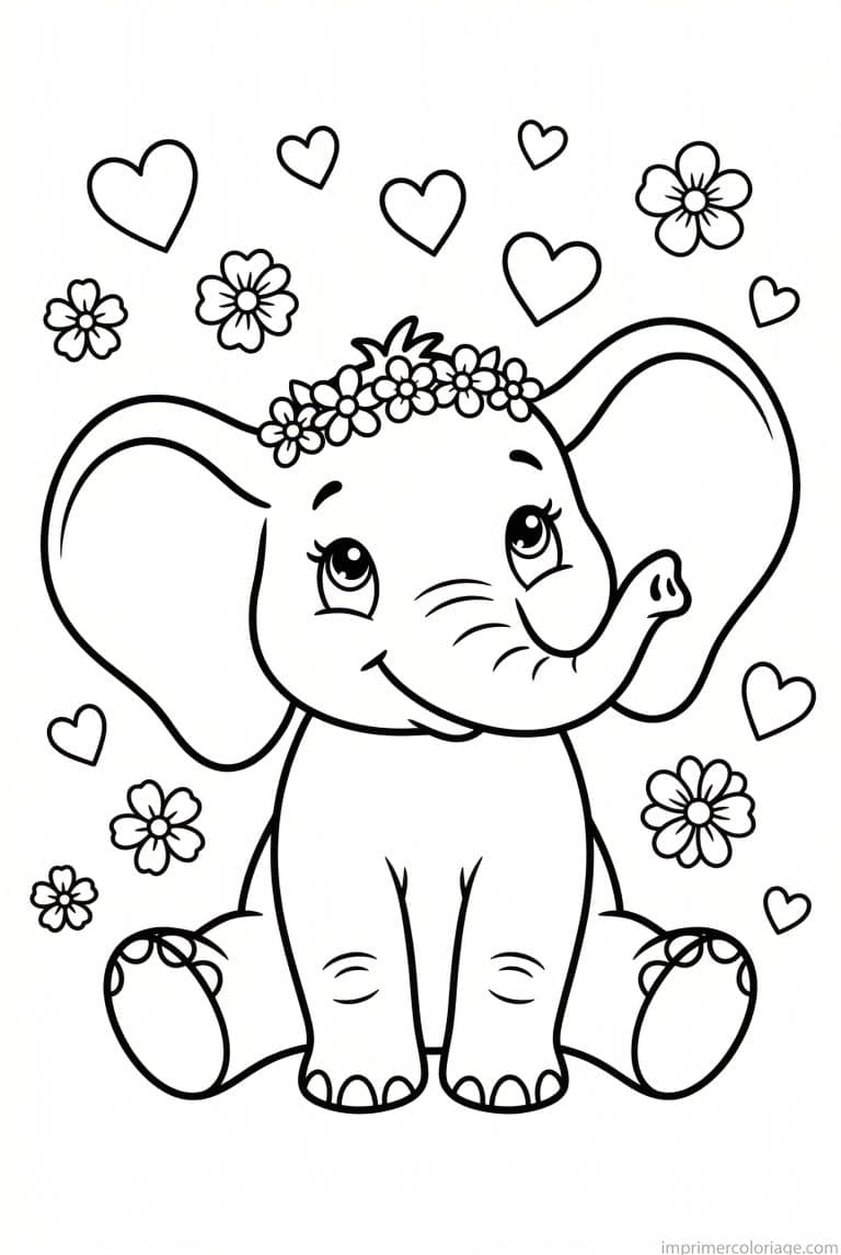 coloriage elephant cute bebe couronne - dessin gratuit &agrave; imprimer