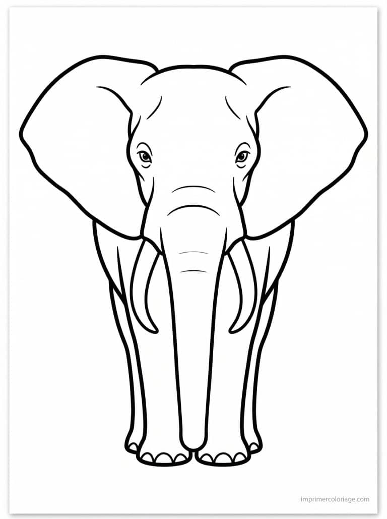 coloriage elephant face oreilles trompe - dessin gratuit &agrave; imprimer
