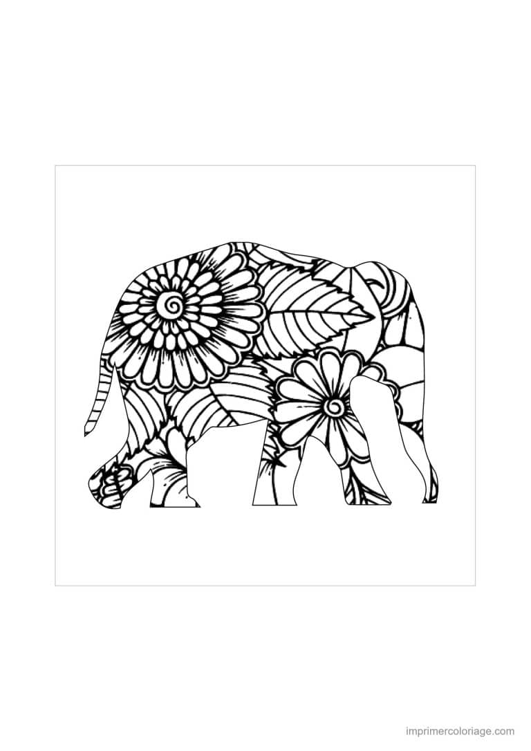 coloriage elephant mandala 10 - dessin gratuit &agrave; imprimer