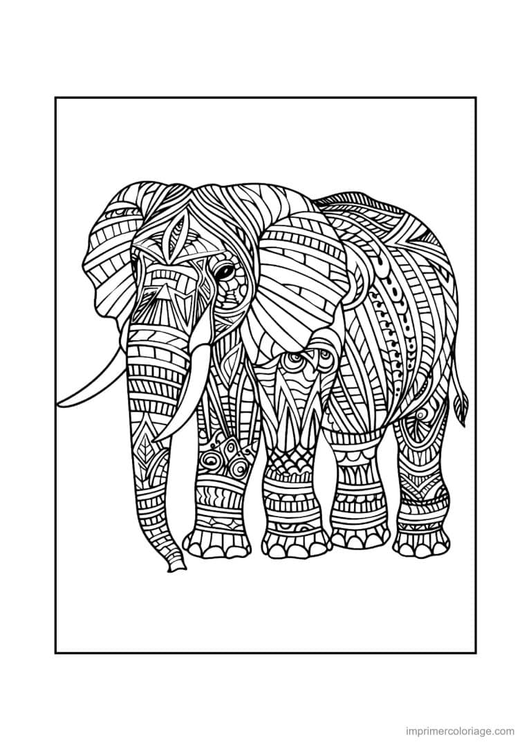 coloriage elephant mandala 19 - dessin gratuit &agrave; imprimer