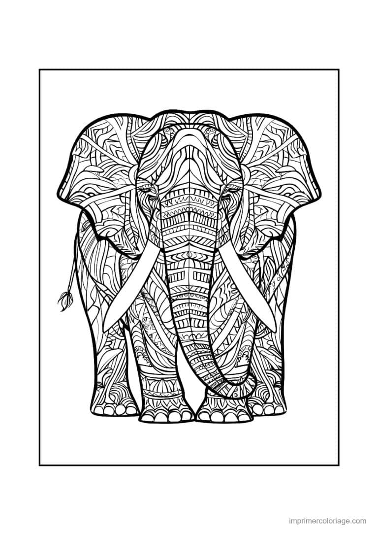 coloriage elephant mandala 22 - dessin gratuit &agrave; imprimer