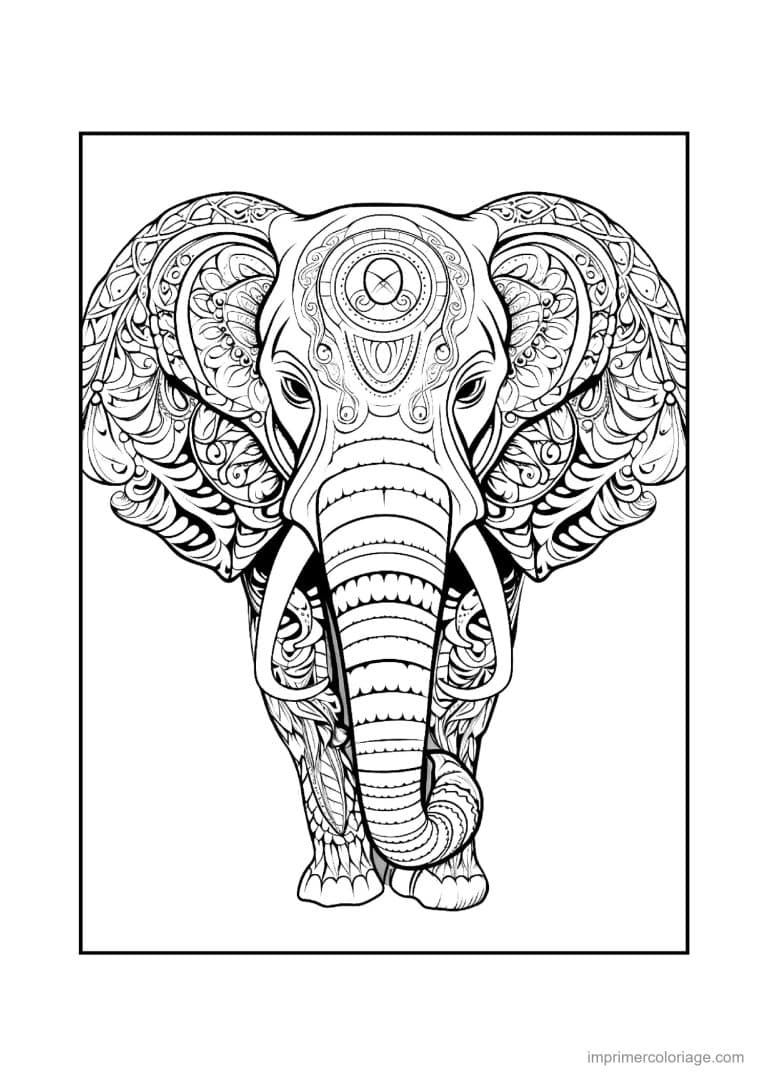 coloriage elephant mandala 23 - dessin gratuit &agrave; imprimer