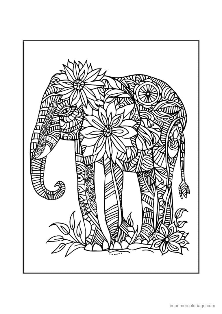 coloriage elephant mandala 24 - dessin gratuit &agrave; imprimer