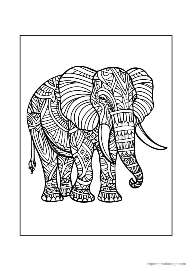 coloriage elephant mandala 25 - dessin gratuit &agrave; imprimer