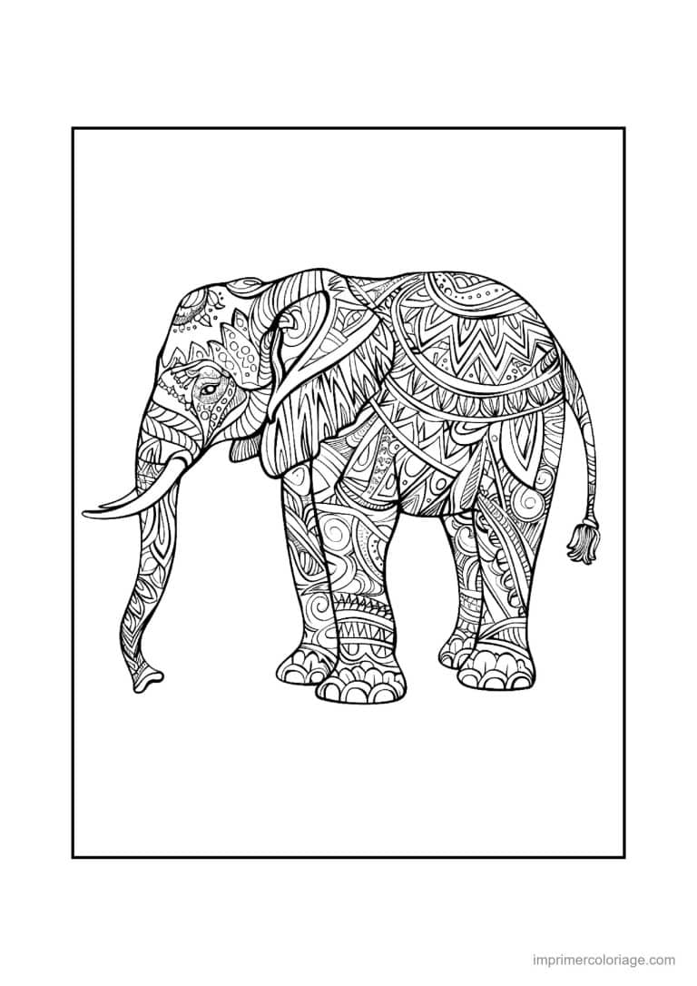 coloriage elephant mandala 28 - dessin gratuit &agrave; imprimer