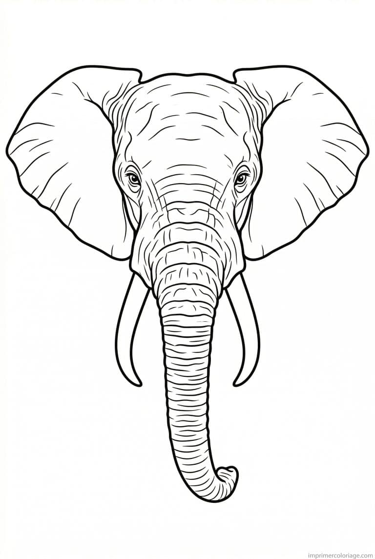 coloriage elephant portrait oreilles - dessin gratuit &agrave; imprimer