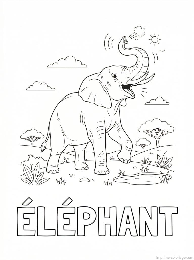 coloriage elephant titre bas - dessin gratuit &agrave; imprimer