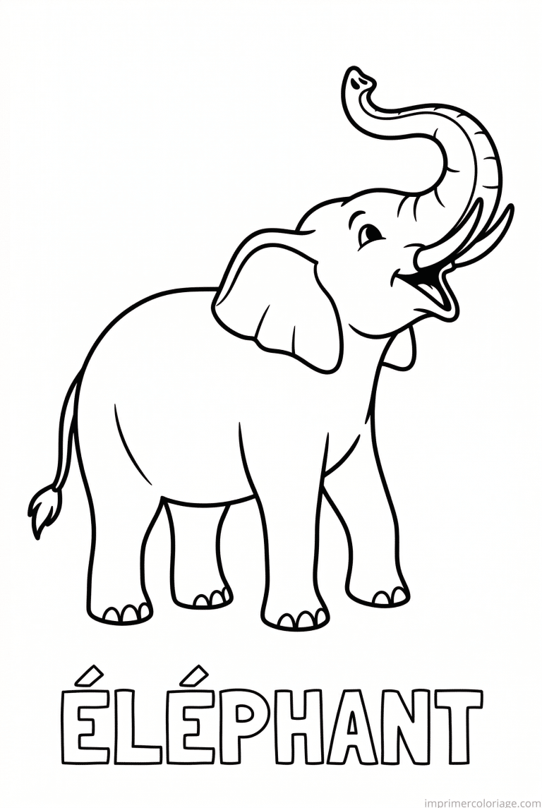 coloriage elephant titre bas - dessin gratuit &agrave; imprimer