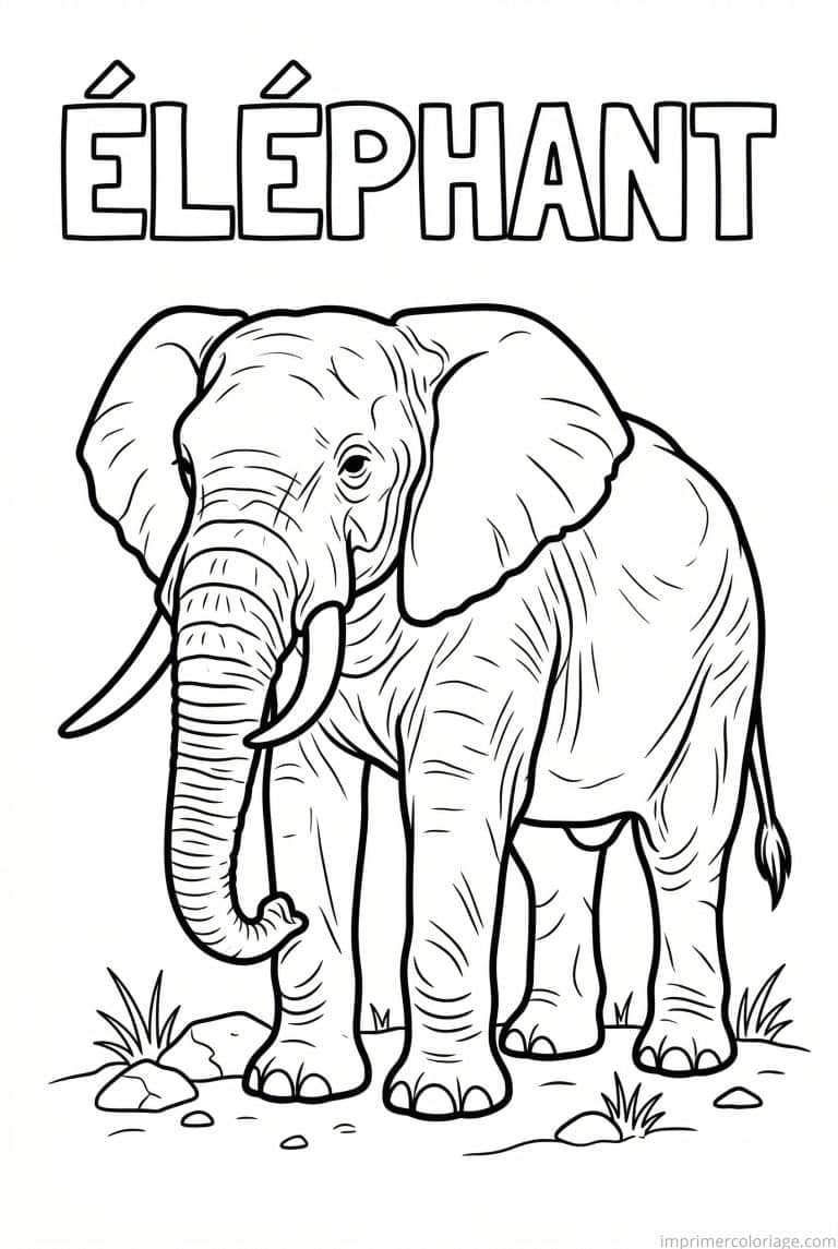 coloriage elephant titre haut - dessin gratuit &agrave; imprimer