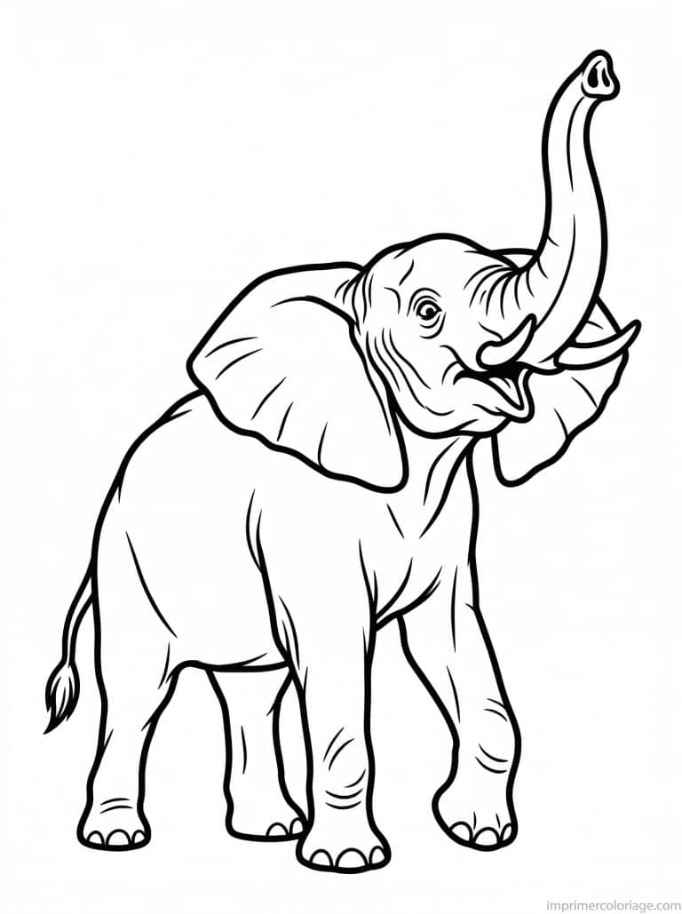 coloriage elephant trompe levee barit - dessin gratuit &agrave; imprimer