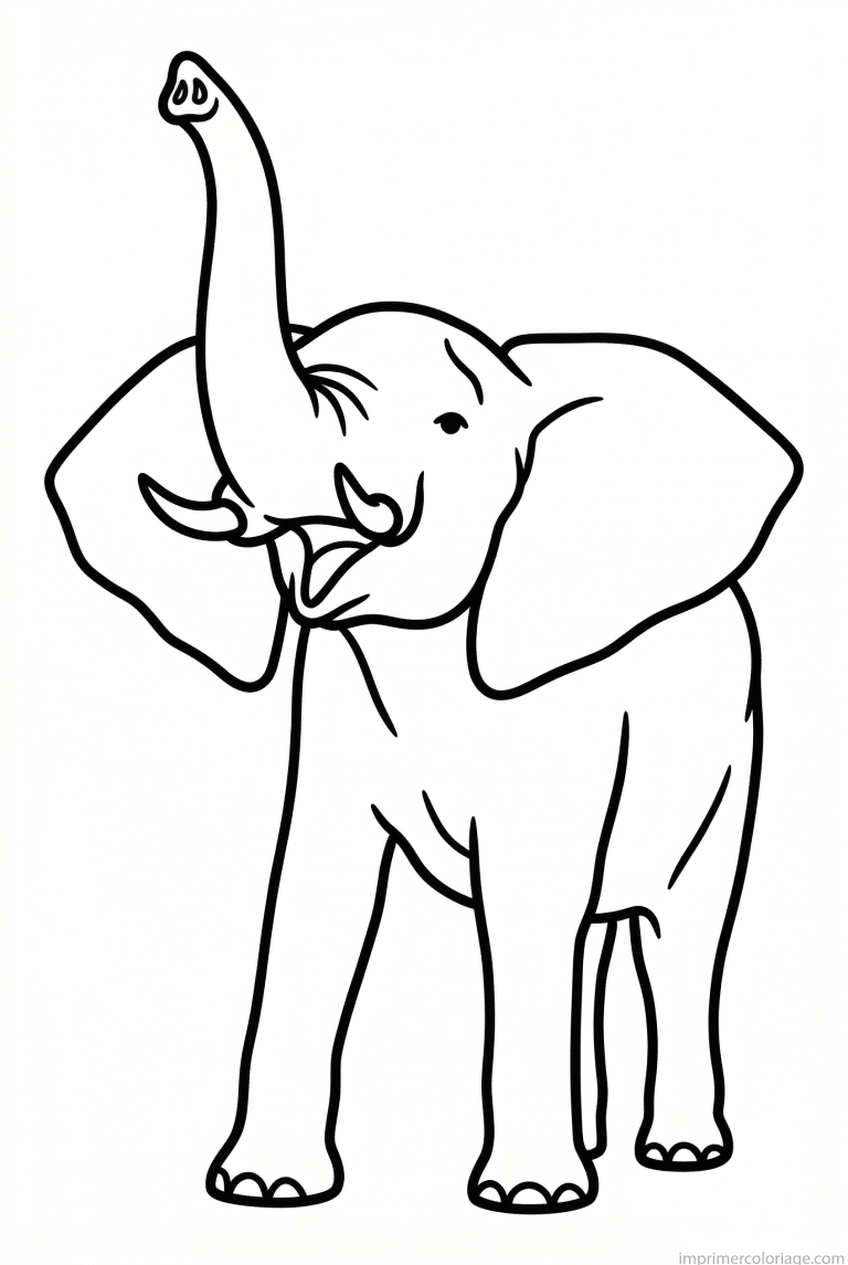 coloriage elephant trompe levee barit - dessin gratuit &agrave; imprimer