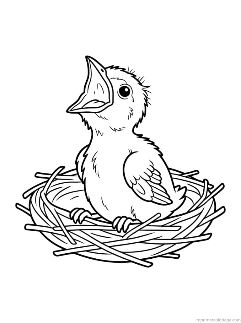 coloriage hirondelle bebe bec ouvert - dessin gratuit &agrave; imprimer